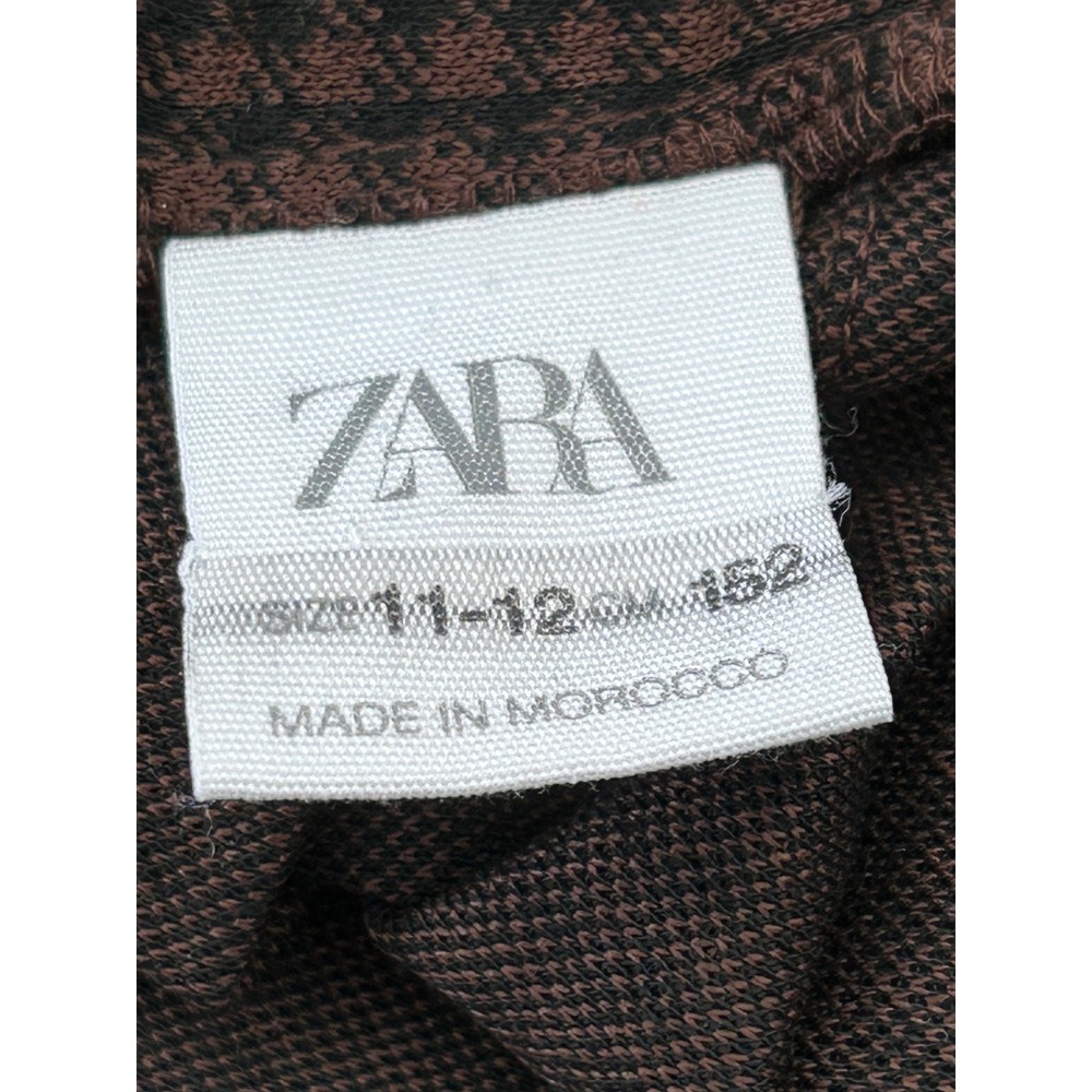 Zara Girls Brown Houndstooth Pleated Mini Skirt Button Front Size 11-12 152cm - Picture 5 of 6